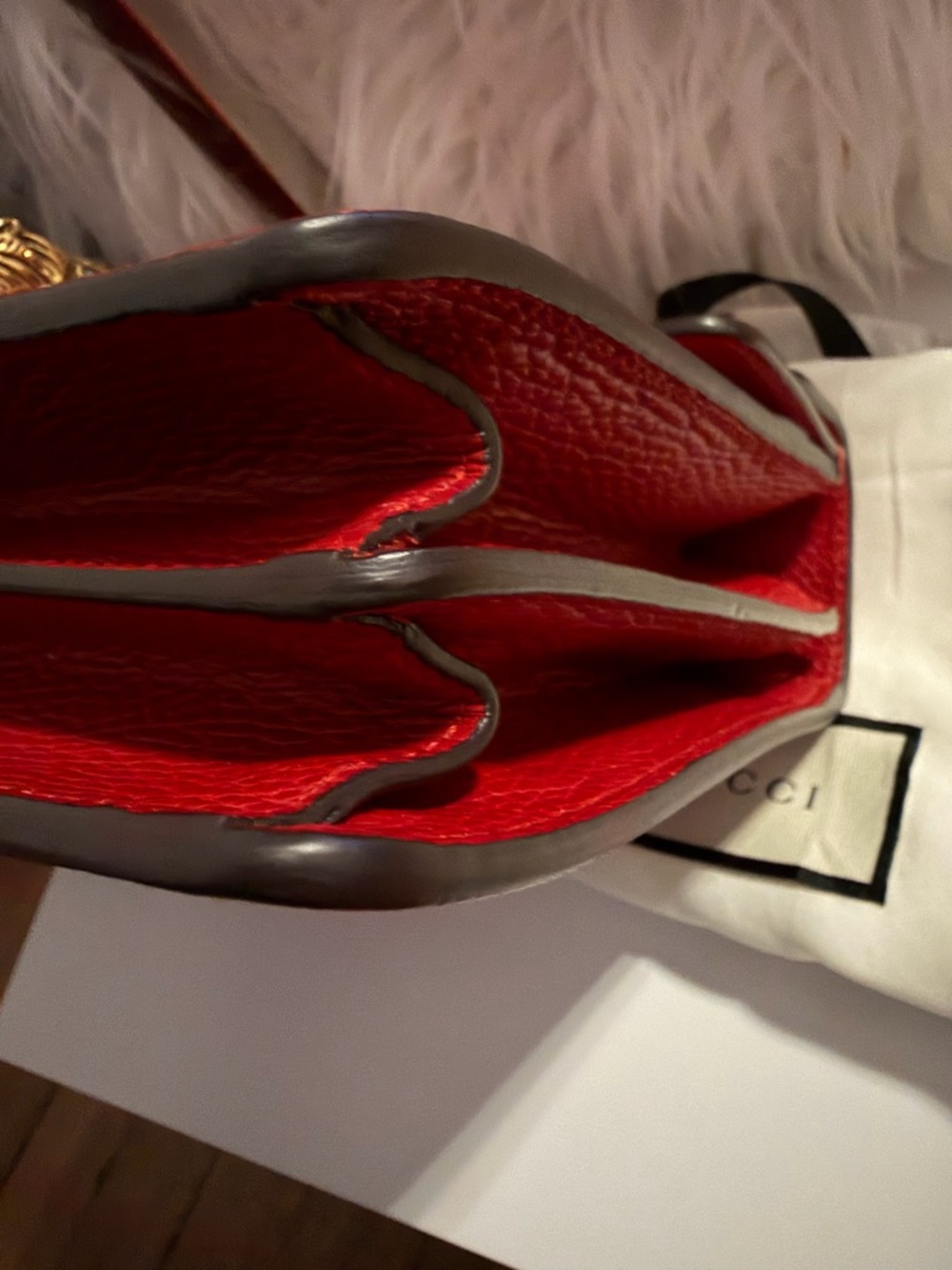 Gucci Dionysus Red Leather Medium Shoulder Bag Like New - Picture 13 of 14
